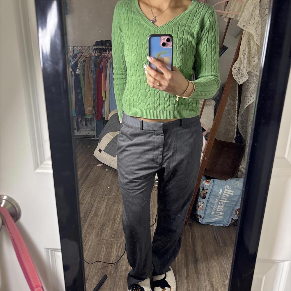 y2k office siren pin stripe trousers - Picture 2 of 5